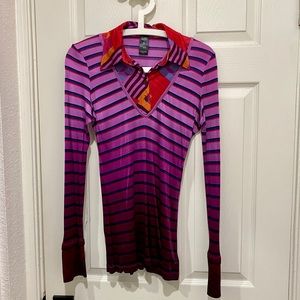 Custo Barcelona Women's Purple and Red Ombré Shirt